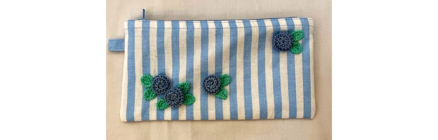 Happy Threads Pretty Cotton Storage Pouch (BLUE)